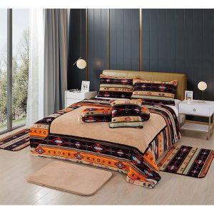 8 Pcs  luxurious Faux Fur Blanket  - King Size (2121 Black/Red)