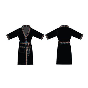 Cotton Bathrobe - Oversized  - Shaw Collar With Jacquard Woven Tape (1432)