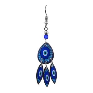 Hand Made Acrylic Evil Eye With Dangle Earring - Blue (AC-EE-DAN-EAR)