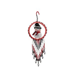 Hand Made Seed Bead Snowman Shape Dreamcatcher  Hanging Earring (SB-DC-SNOWMAN-ORN)