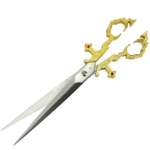 10.5" Renaissance Scissors Dagger Gold Color Handle with Sheath (6930)