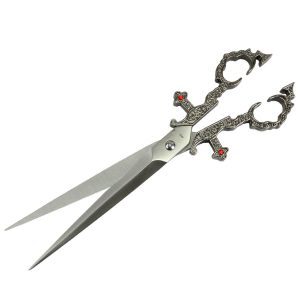 10.5" Renaissance Scissors Dagger Dark Silver Color Handle with Sheath (6932)
