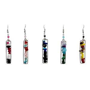 Metal Chip Stone " Chain" Style Earring (CH-M-CHL-EAR)