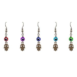 Evil Eye Chip With Hanging Hamsa Hand Dangling Earring (EE-HM-EAR)