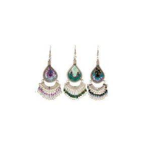 Tear Dangle Earring Thread Teardrop w/Fan Style Beaded Dangle (MTC-FANB-EAR)