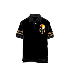 Dryfit Designer Short Sleeve Polo Shirt - Medicine Wheel - Black (1287-MW-B-COL)
