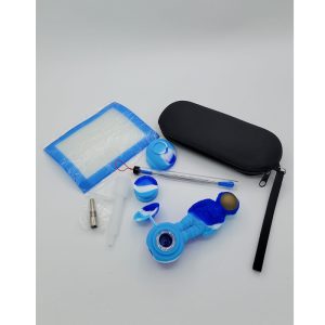 Silicone Hand Pipe Giftset (AK2318 Black/White- Blue-Light Blue)