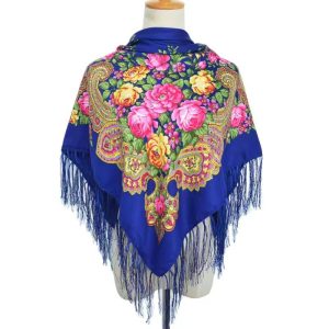 32" x 32" - Floral Scarf (CD-SCARF-6 Blue)