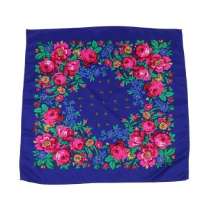 30" x 30" Non-Metallic Kokum Floral Scarf (CD-SCARF-3 Blue)