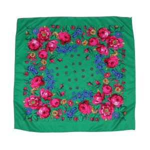 30" x 30" Non-Metallic Kokum Floral Scarf (CD-SCARF-3 Green)