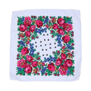 30" x 30" Non-Metallic Kokum Floral Scarf (CD-SCARF-3 White)