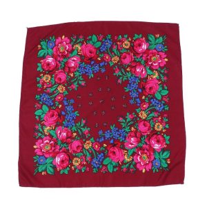 30" x 30" Non-Metallic Kokum Floral Scarf (CD-SCARF-3 Wine)
