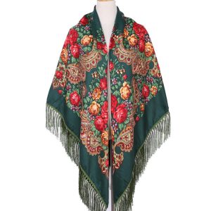 62" x 62" - Floral Scarf (CD-SCARF-4 Green)