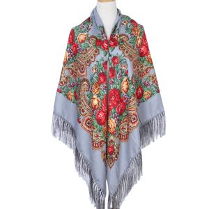 62" x 62" - Floral Scarf (CD-SCARF-4 Grey)