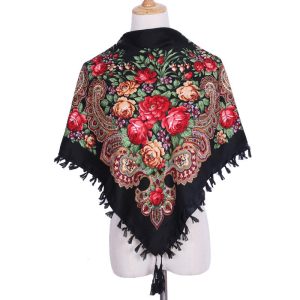 35" x 35" - Floral Scarf (CD-SCARF-5  Black)