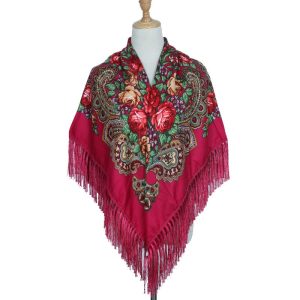 53" x 53" - Floral Scarf (CD-SCARF-7 Fuchsia)