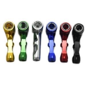Metal With Glass Pipe - Assorted Colors (GP113)