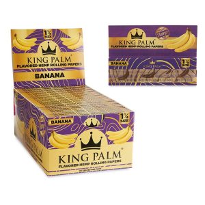 King Palm Flavored Hemp Rolling Papers 50ct Display – 1 ¼ Size - Banana  (KP-1097)