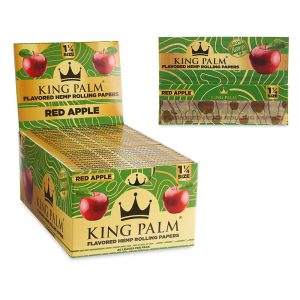 King Palm Flavored Hemp Rolling Papers 50ct Display – 1 ¼ Size - Red Apple (KP-1099)