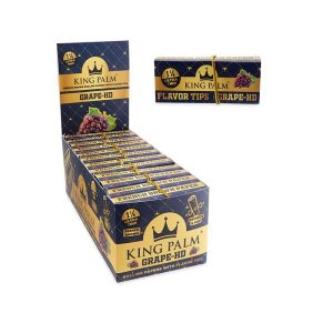 King Palm 24ct French Brown Papers w/ Flavored Tips – 1 ¼ Size - Grape HD (KP-3464)
