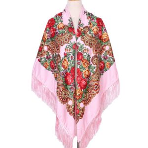62" x 62" - Floral Scarf (CD-SCARF-4 Light Pink)