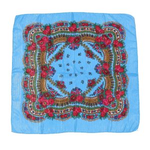 31" x 31" - Floral  Scarf (CD-SCARF-8 Turquoise)