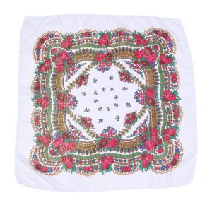 31" x 31" - Floral  Scarf (CD-SCARF-8 White)