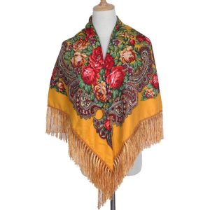 53" x 53" - Floral Scarf (CD-SCARF-7 Yellow)