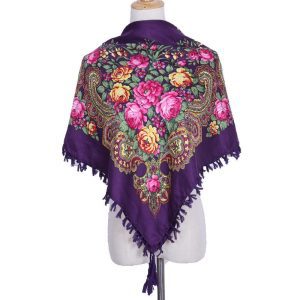 35" x 35" - Floral Scarf (CD-SCARF-5  Purple)