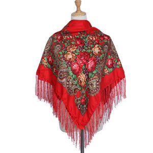 35" x 35" - Floral Scarf (CD-SCARF-6 Red)