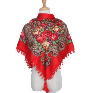 35" x 35" - Floral Scarf (CD-SCARF-5  Red)