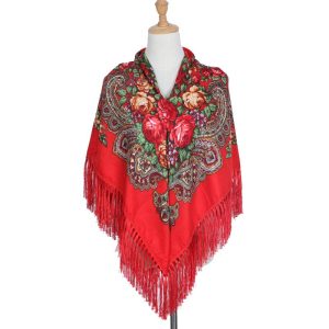 53" x 53" - Floral Scarf (CD-SCARF-7 Red)