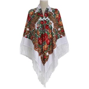 62" x 62" - Floral Scarf (CD-SCARF-4  White)
