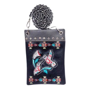 Ladies Designer Hummingbird Cross Body Bag- Black (2030W216 BK)