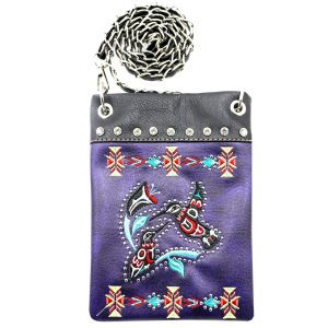 Ladies Designer Hummingbird Cross Body Bag- Purple (2030W216 PU)