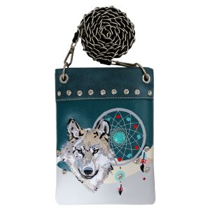 Ladies Designer Wolf Dreamcatcher Cross Body Bag- Teal (2030W220 TL)