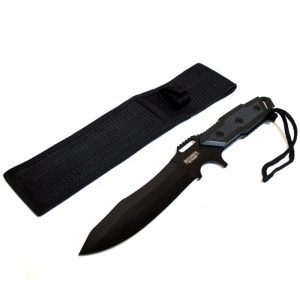 12" Full Tang Black Blade Combat Ready Hunting Knife With Sheath (6706)