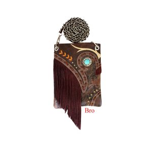 Ladies Designer Cross Body Bag with Fringe - Brown (2030W200 BO)
