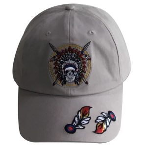 Native Skull Embroidered Hat - Youth Assorted - Grey (Native Hat-01)