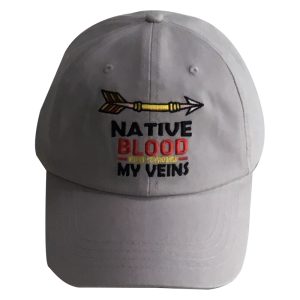 Native Blood My Veins Hat - Grey (Native Hat-05)