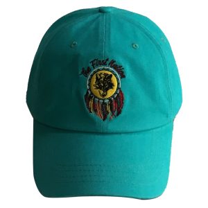 The First Nation Wolf Design Hat - Sea Green (Native Hat-10)