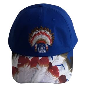 The First Nation Glow Leaf Design Hat - Blue (Native Hat-11)