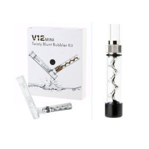 0.6 x 3.5" - V12 Mini - Twisty Blunt Bubbler Kit (HH198-Silver)