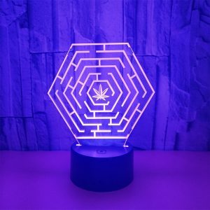 LED Table Lamp - Hexagon Leaf - 3D Night Light Optical Visual Illusion (420 Light-14)