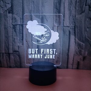 LED Table Lamp - But First Marry June - 3D Night Light Optical Visual Illusion (420 Light-15)