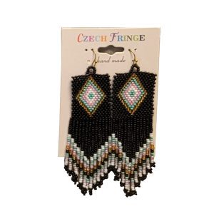 Native American Czech Earrings - Black (705-NA)