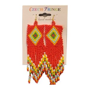 Native American Czech Earrings - Red (705-NA)