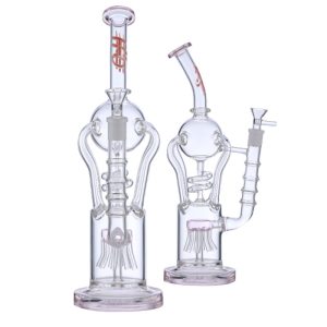 H2O Glass Water Bong - Pink (H2O-5026)