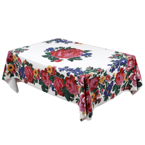 Table Cover White Floral Art - (MD3066)