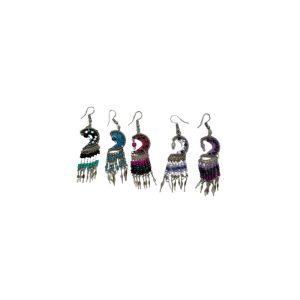 HMCM Style Thread Earring Halfmoon With Short Beaded Dangle - Assorted Colors (HMCM-SB-EAR)